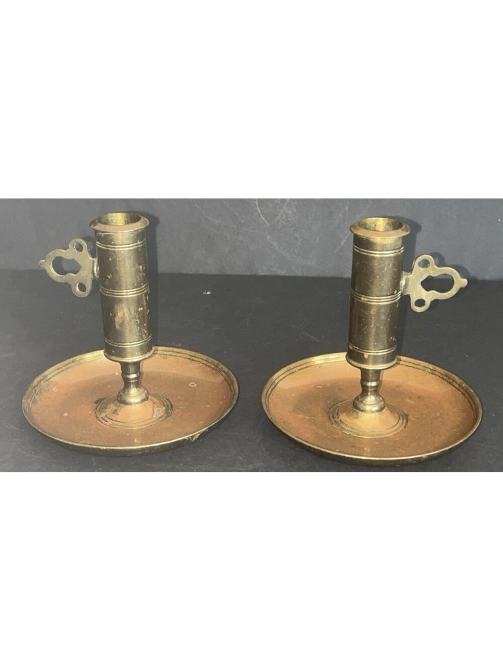 2 VTG Skultuna 1607 #68 Brass Candlestick Candle Holder Sweden Crown Adjustable